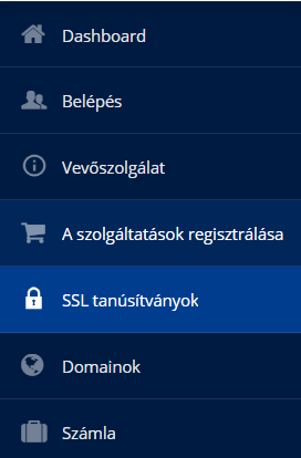 Fizetős SSL-tanúsítvány aktiválása, megerősítése és telepítése a ionos.hu Ügyfélpanelben